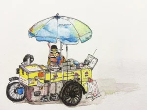 I will hand paint illustrations in watercolour and ink